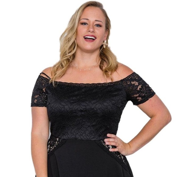 PLUS SIZE OFF-THE-SHOULDER SKATER MINI DRESS - Picture 3 of 5